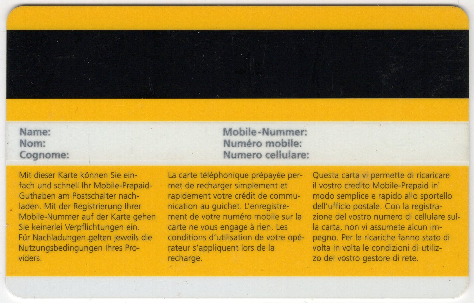 Schede telefoniche: Prepaid Recharge Card - DIE POST LA POSTE LA POSTA – Usato da Eglisau venduto da Chperfins 1
