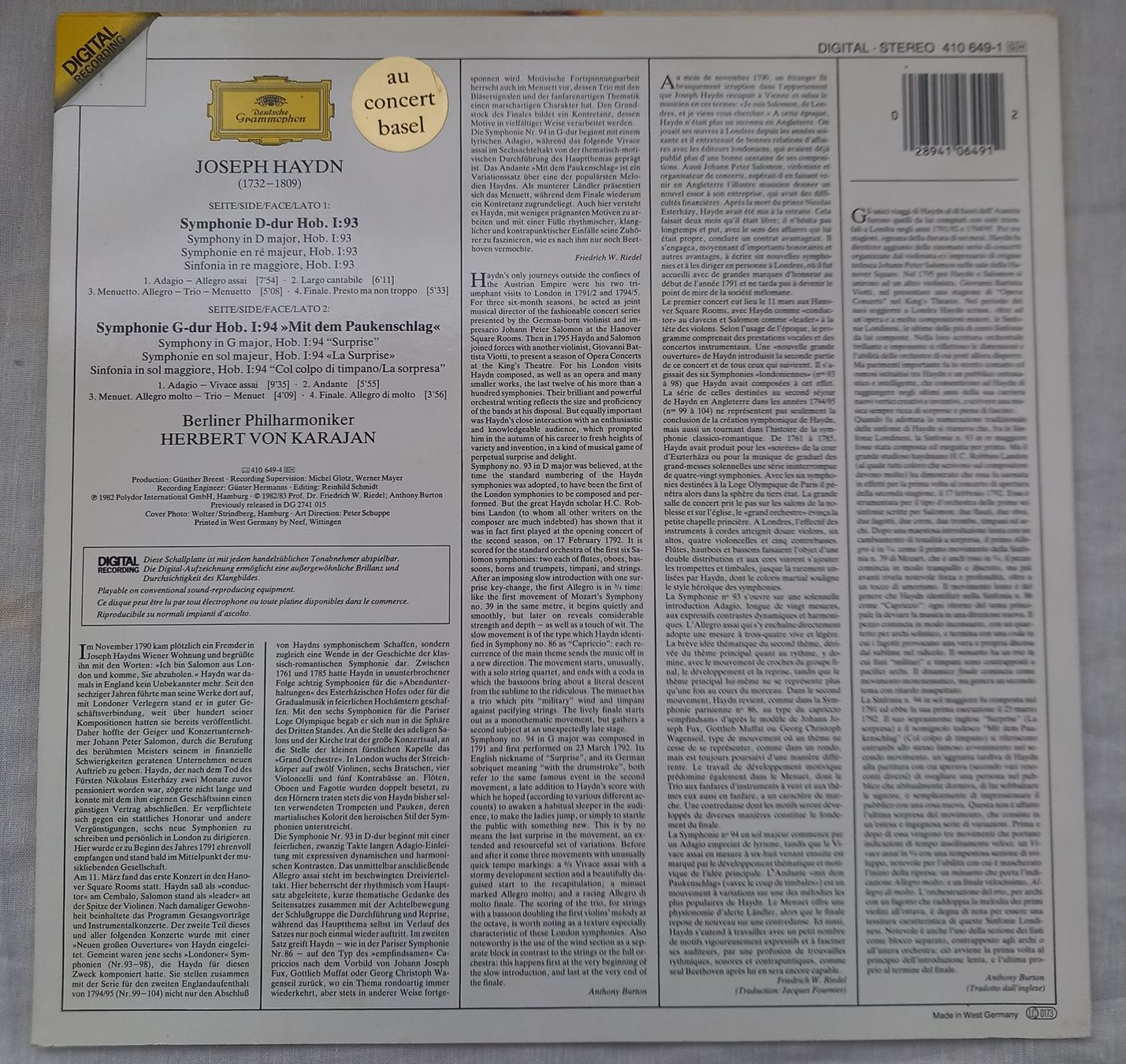Dischi in vinile: Klassik-LP "HAYDN-SYMPHONIEN" – Nuovo (secondo la descrizione) da Binningen venduto da mar_2jlr 1