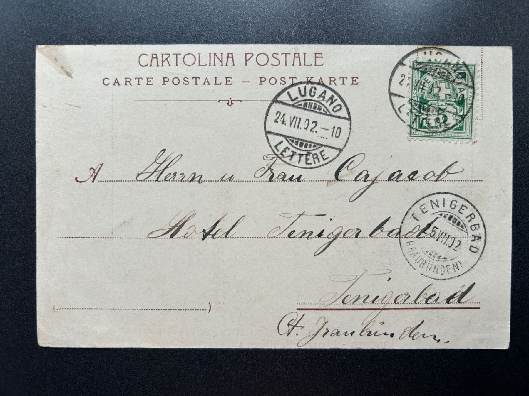 Cartoline postali: Mondscheinkarte Gruss aus Cham1901 – Usato da Untervaz venduto da buesmig 1