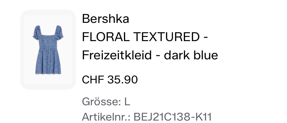 Bershka Kleider: Bershka Freizeitkleid, Grösse L – Gebraucht aus Amriswil von fabiiana_b