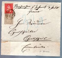 1870 ADRESSTEIL MISCHFRANKATUR LUZERN NACH GUNLIZWIL - EW3