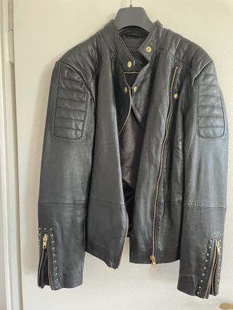 Depeche Denmark Lamm-Lederjacke mit goldfarbenen Details