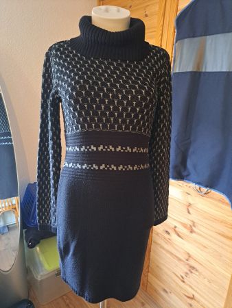 Strickkleid schwarz/grau gemustert