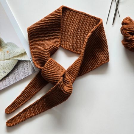 NEW Handknitted Sophie Scarf 130cm Cinnamon Brown Handmade