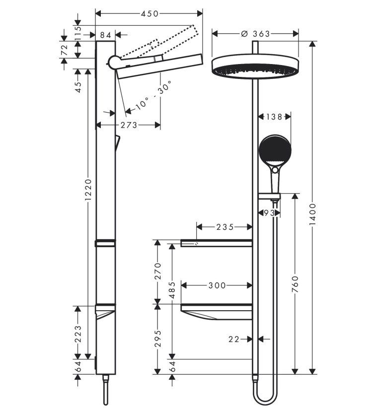 Hansgrohe Soffioni doccia: 579 Hansgrohe Rainfinity Showerpipe Unterputz Ersatzteile – Nuovo (secondo la descrizione) da Derendingen venduto da Meisterstuecke 1