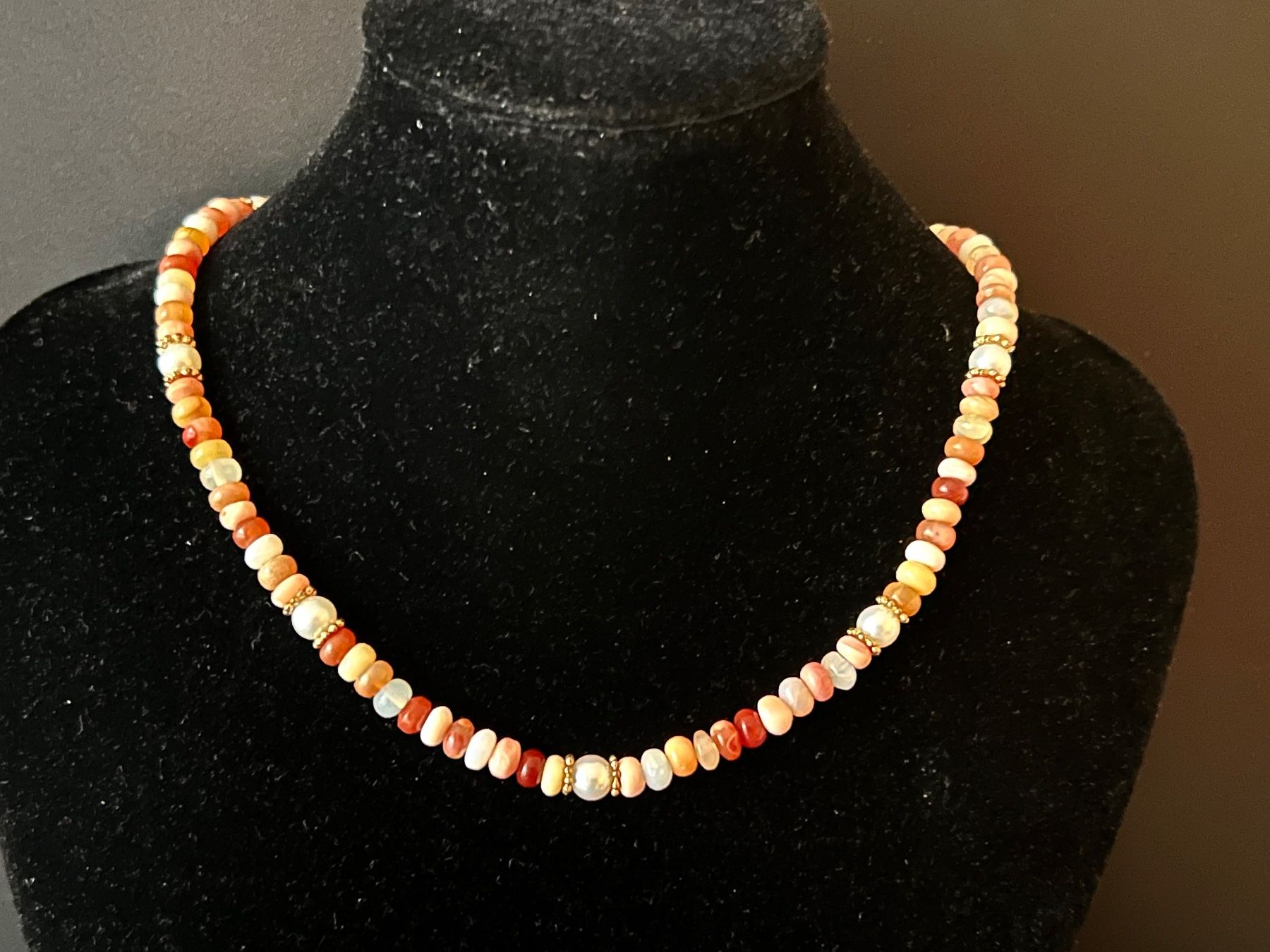 Ketten: Opal & Pearl Necklace - Gold Plated Silver – Neu und originalverpackt aus Rüschlikon von ThereseJewelryDesign 3