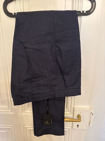 Massimo Dutti Trousers Blue Checked Size 34 Brand New