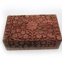 Schmuckschatulle Schmuckästchen Holz Kasten Blumen Indien