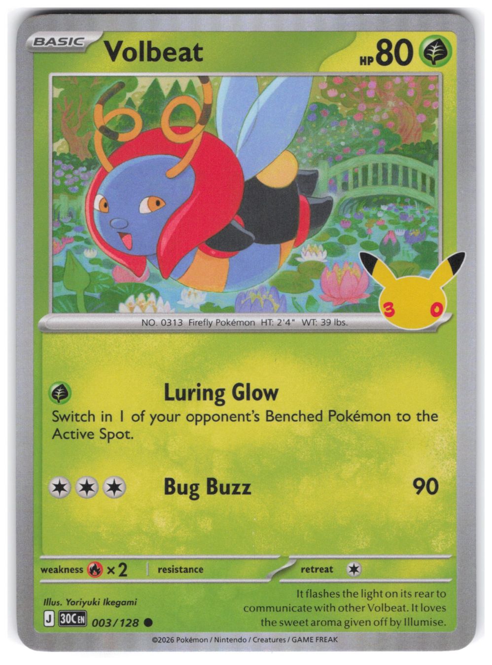 Pokémon Carte collezionabili: Volbeat / 30th Celebration / 30C 003 – Nuovo (secondo la descrizione) da Arni AG venduto da PokemonCardsStore