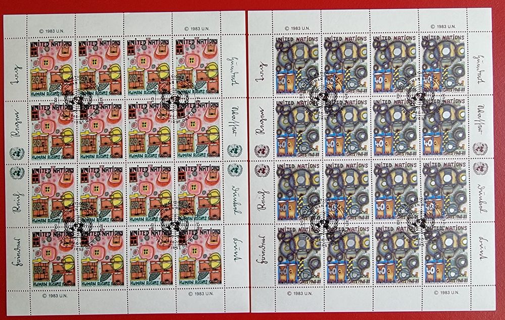 Prophila Collection UNO-Briefmarken – New York 1983, Motiv Menschenrechte/Hundertwasser, Postfrisch MNH