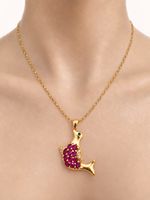 750/18 K.Gold Anhänger&Kette mit Rubinen