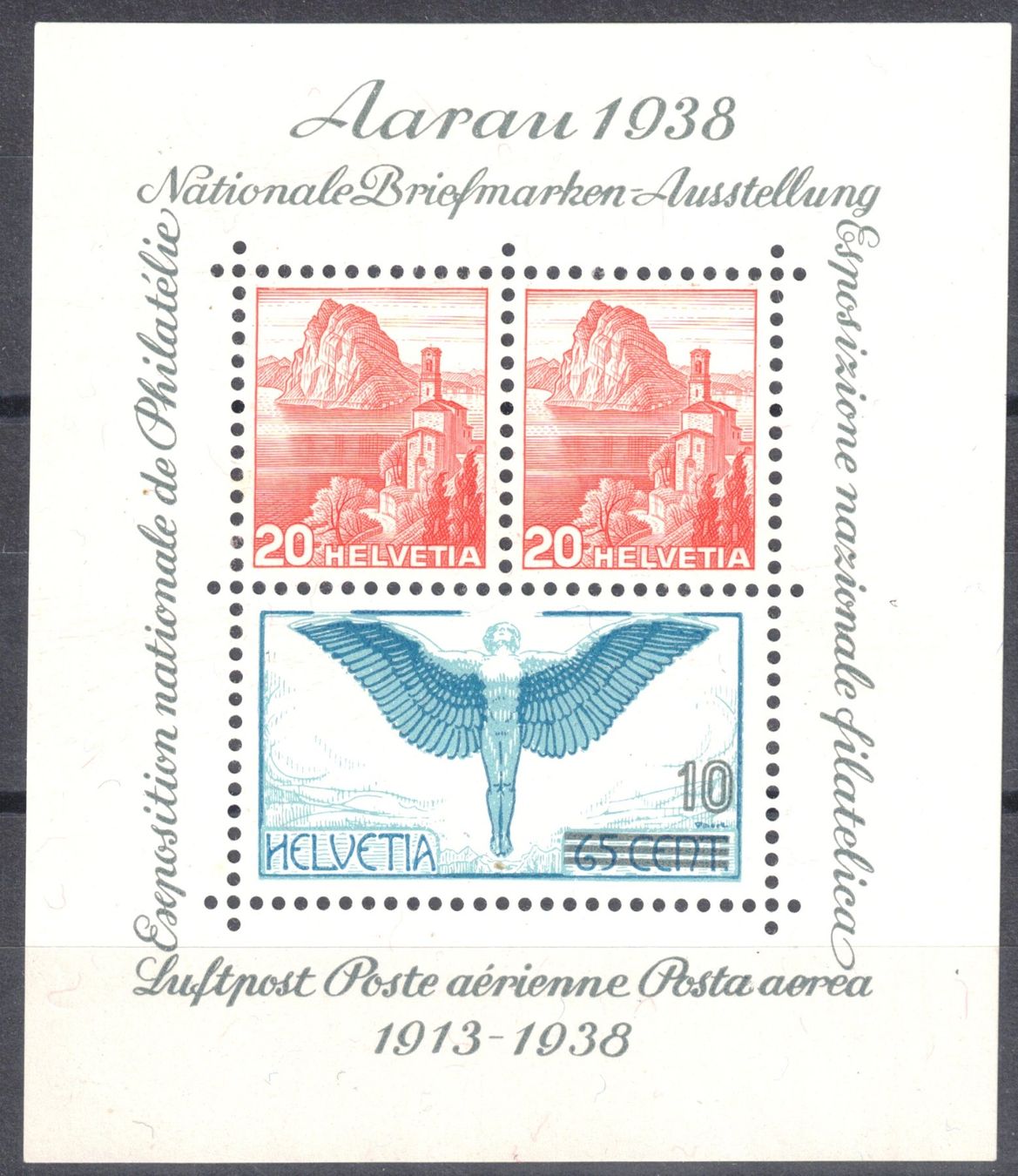 Tutti i francobolli: 1938  Gedenkblock   Aarau   postfrisch     SBK 90.00 – Nuovo (secondo la descrizione) da Mellingen venduto da Ginger