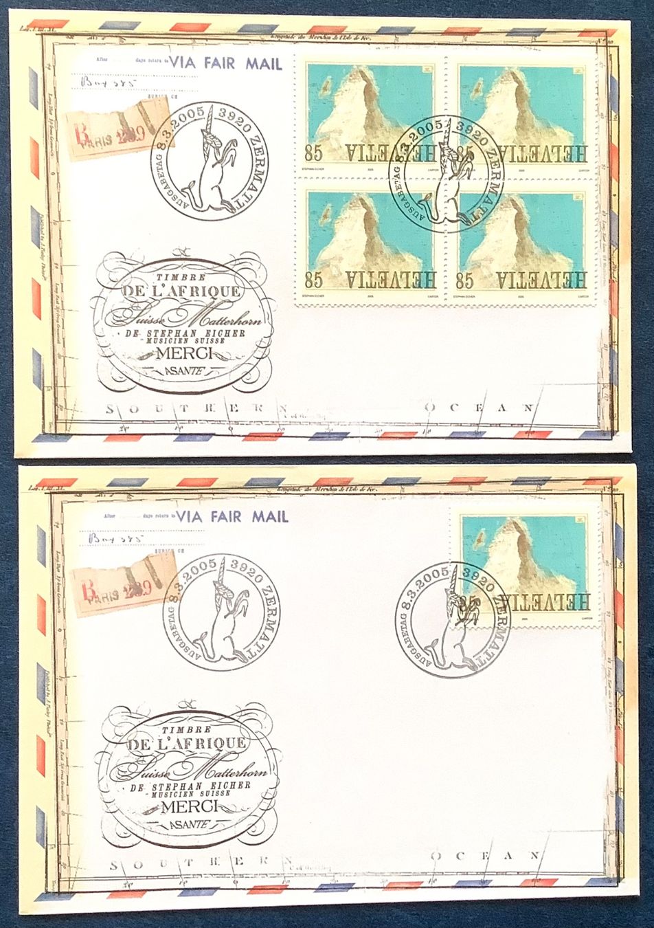 Tutti i francobolli: 2005 FDC Zermatt - Viererblock + Einzel – Nuovo (secondo la descrizione) da Liestal venduto da Pep3