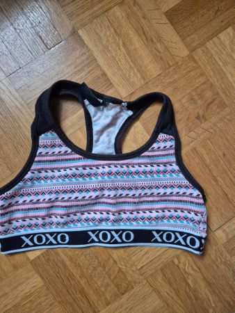2 Sport BH mit Muster und Band "XOXO" Grösse S