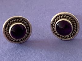 Teller ohrstecker violette silber!