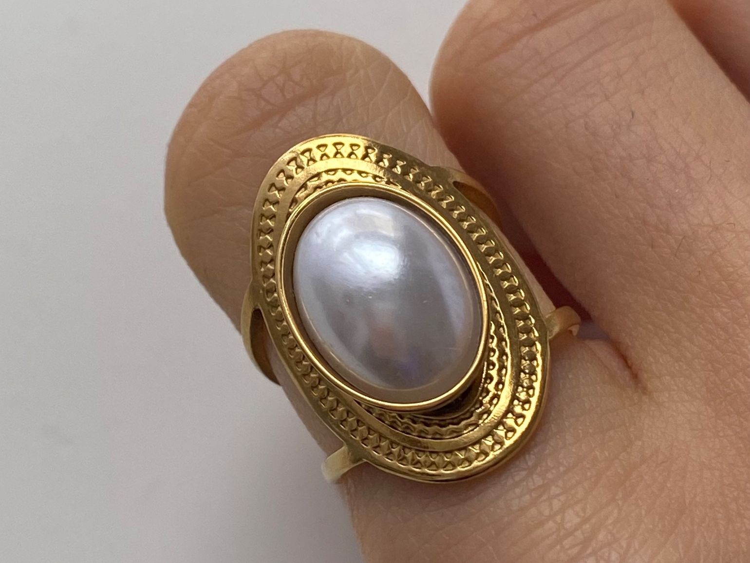 Anelli: 18KGP Goldene Edelstahl Perle Ring – Nuovo (secondo la descrizione) da Givisiez venduto da dor_xb9k