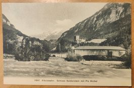 Albula Bahn Schloss Baldenstein Sils mit Holzbrücke um 1910
