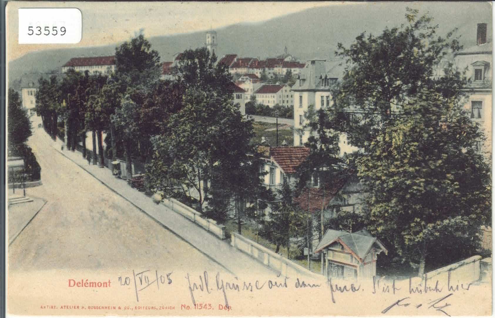 Cartoline postali: Delemont - Vue generale - coloriert – Usato da Ettingen venduto da Kartenplanet