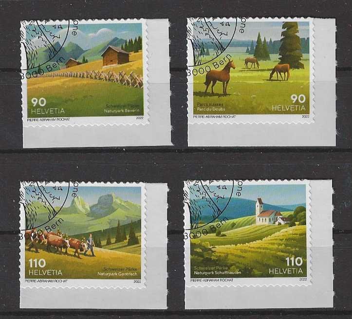 Alle Briefmarken: 2022 Nr. 1908B-1911B Schweizer Pärke ET – Gebraucht aus Basel von Melphi