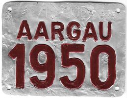 Velonummer Aargau 1950 AG 50