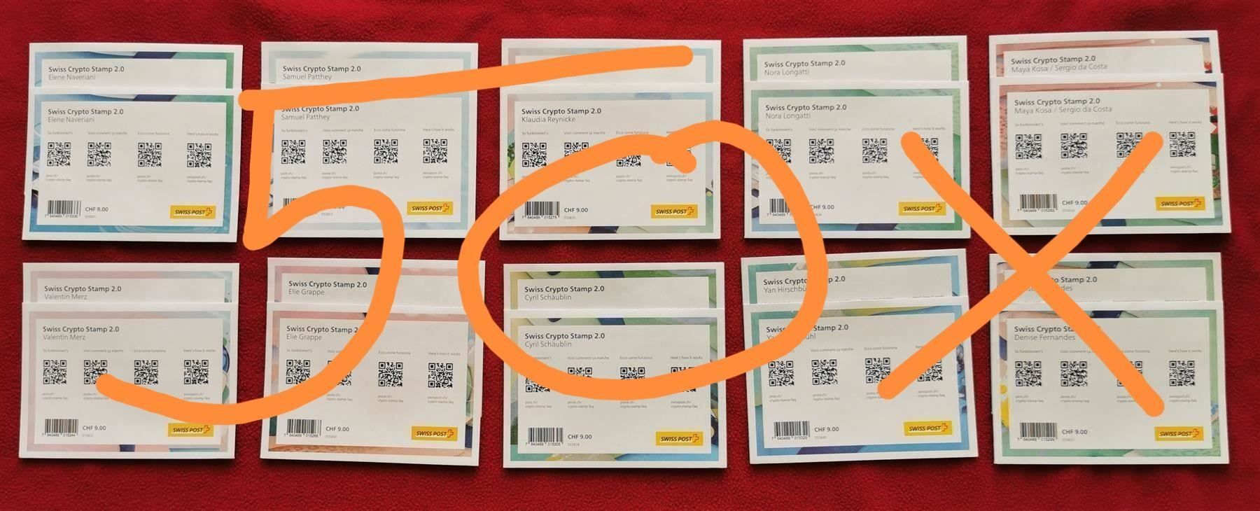 Alle Briefmarken: 500 Stück Crypto Stamps 2.0 – Neu und originalverpackt aus Baar von CryptoShop