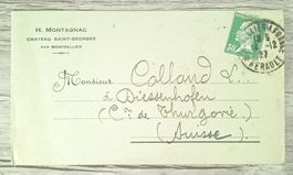 TR05 Enveloppe + Timbre France 1927