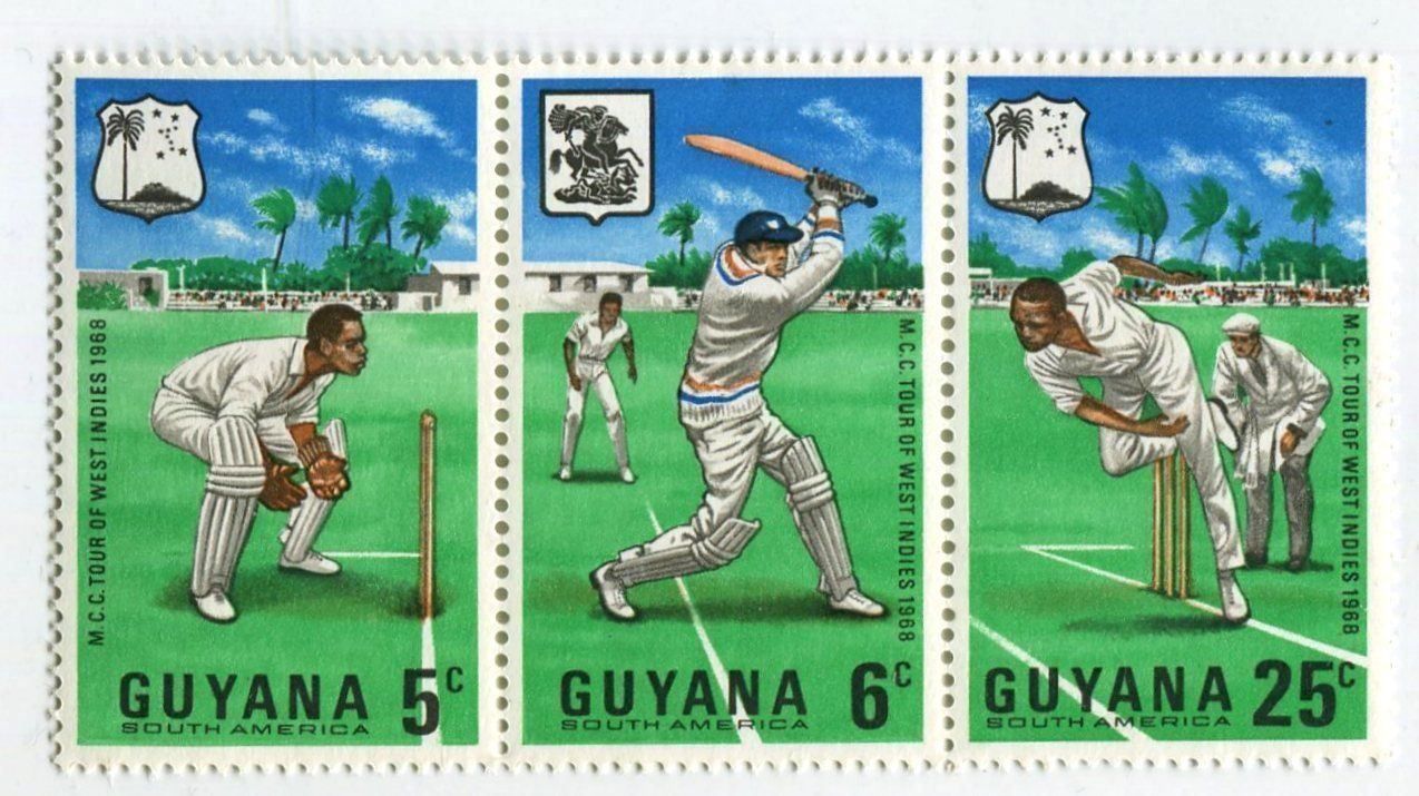 Tutti i francobolli: Briefmarken "Cricket". Guyana – Nuovo e nell'imballaggio originale da Basel venduto da Butsch5