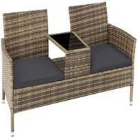 Rattan Gartensitzbank mit Tisch Balkonmöbel Set NORVELIA