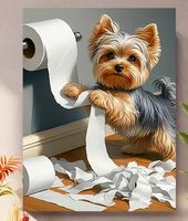 HERZIGES BILD *YORKIE WC PAPIER * LEINWANDDRUCK OHNE RAHMEN