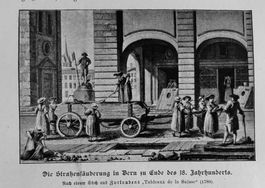 Antik Druck 1900 - Bern, Kehrichtwagen, Strassensäuberung