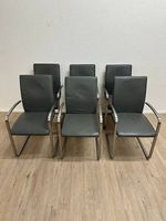 6er Set Freischwinger Stühle Leder Metall