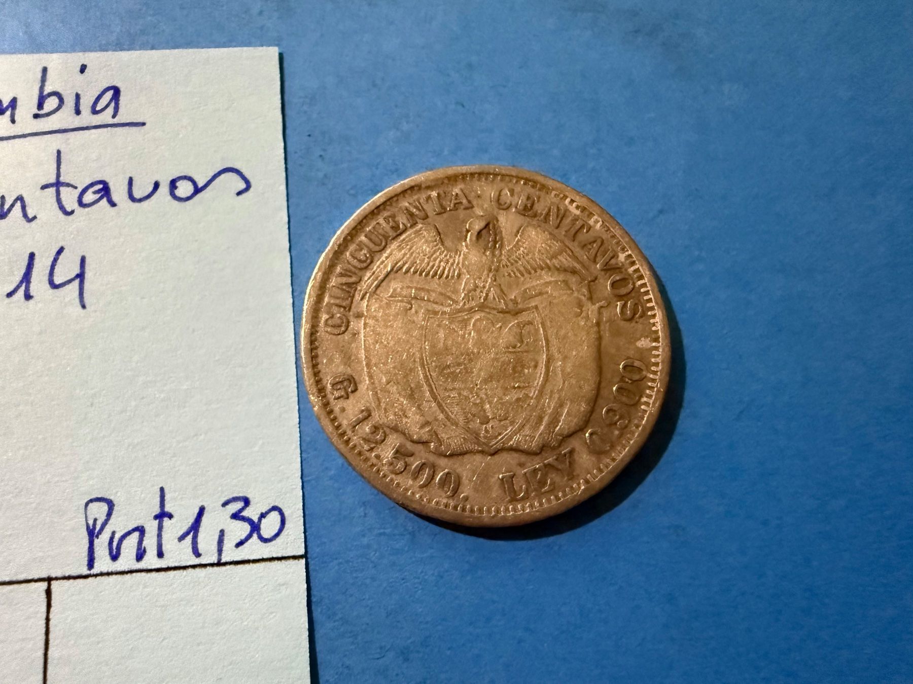 Tutti le monete: COLOMBIE : 50 CENTAVOS 1914 - ARGENT - RARE – Usato da genève venduto da GEnumist 2