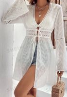 **Weisser Strandkimono, Gr. S-M Häkelspitze, neu