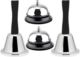 4 Stück Tischglocke Rezeptionsklingel, Chrom Tischklingel