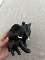 Elefanten Mutter mit Kind, Vintage Dekoration, Schwarz!