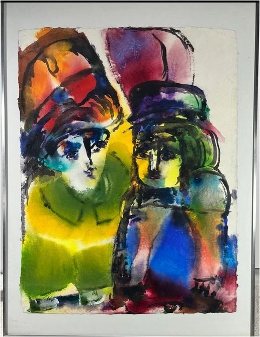 Gemälde: Atila (1931-1987)Grosse Abstrakte Aquarelle – Gebraucht aus Bruettisellen von Collector_Store