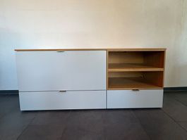 Fernsehmöbel, Sideboard, TV-Schrank Weiss/Holz