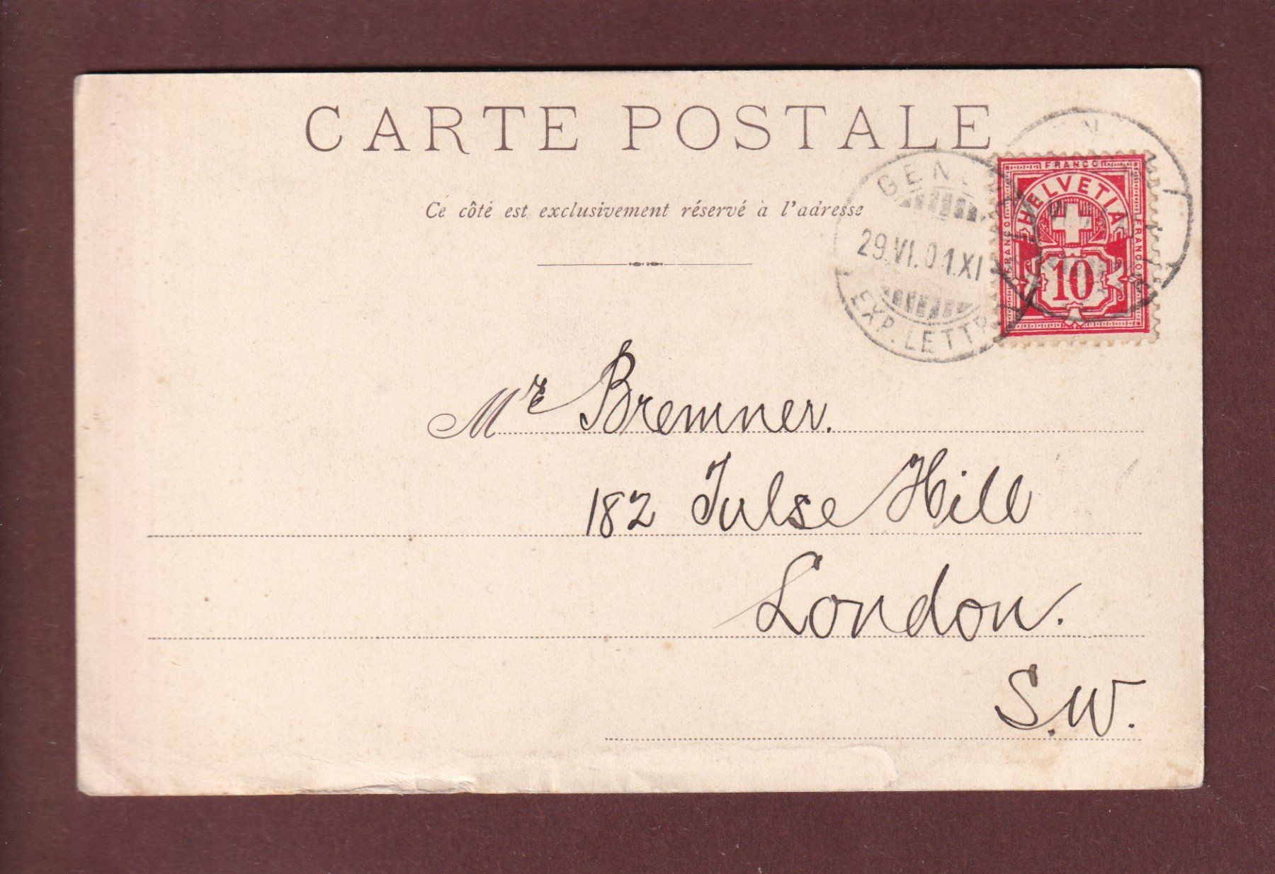 Cartoline postali: GENEVE - La Rade - 1901 – Usato da Pully venduto da nicecards 1