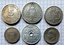 Griechenland Münzen 1954-1988 Lot of 6