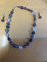 Schmuck-Set Halskette & Ohrringe, Lila-Töne, Perlen (d)