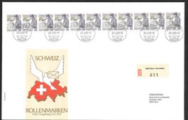 Gross-FDC 738R Rollermarke Elferstreifen ET 22.4.1992