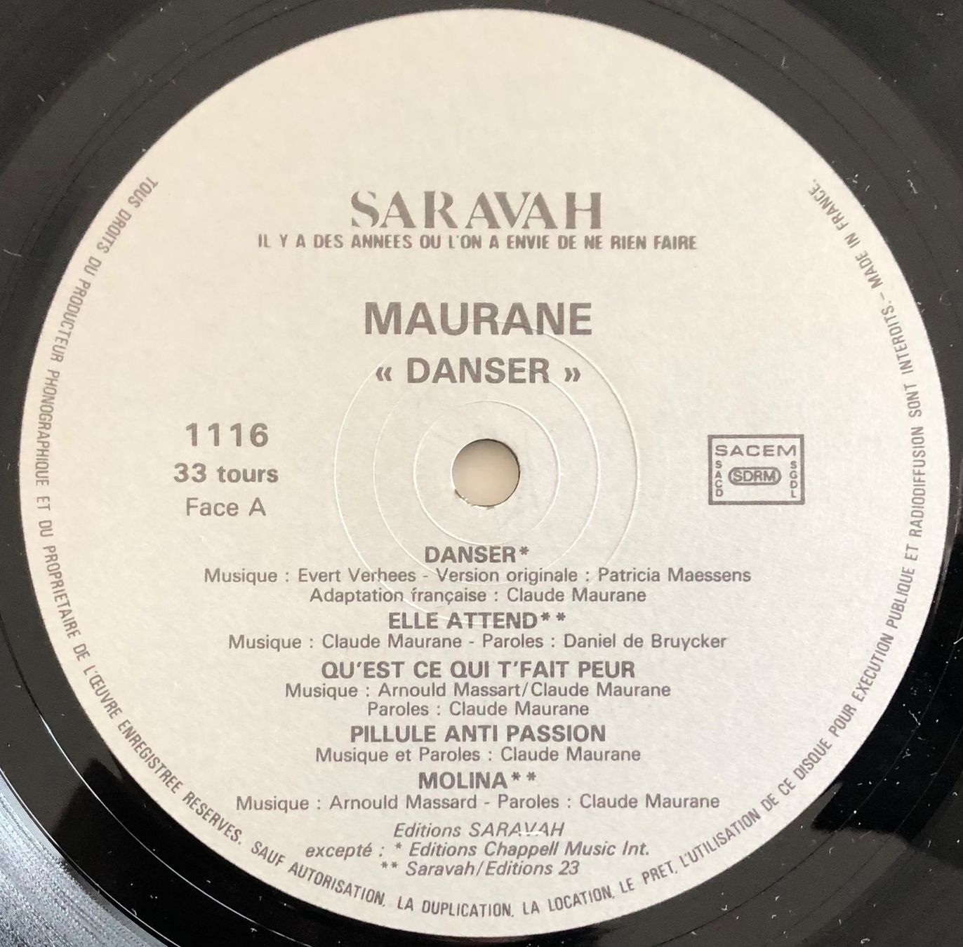 Schallplatten: MAURANE - DANSER.... – Gebraucht aus Poliez-Pittet von Newtown-Records 3
