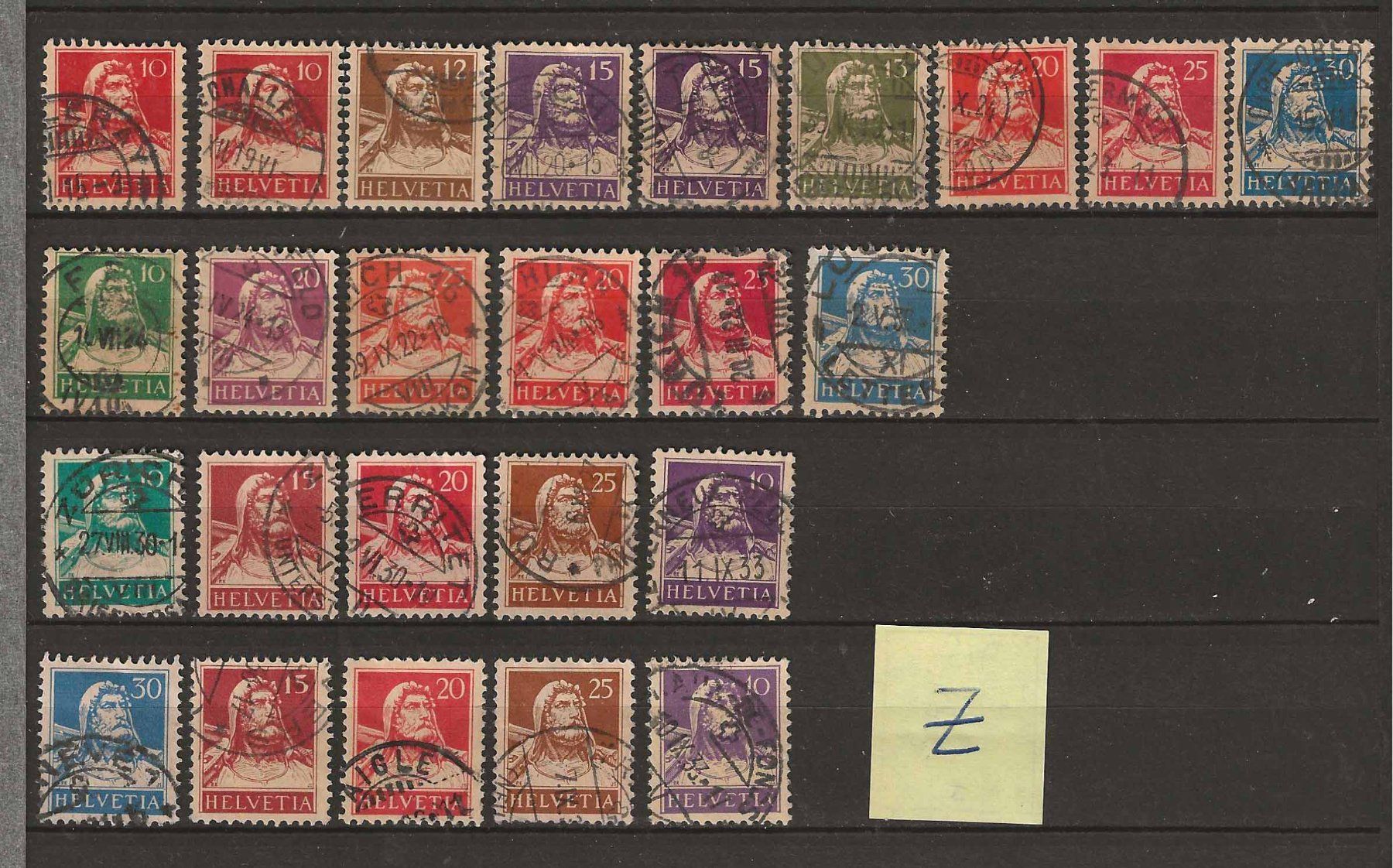 Alle Briefmarken: CH126 - Série complète "Buste de Tell " obl. – Gebraucht aus Trélex von Phil_Albert