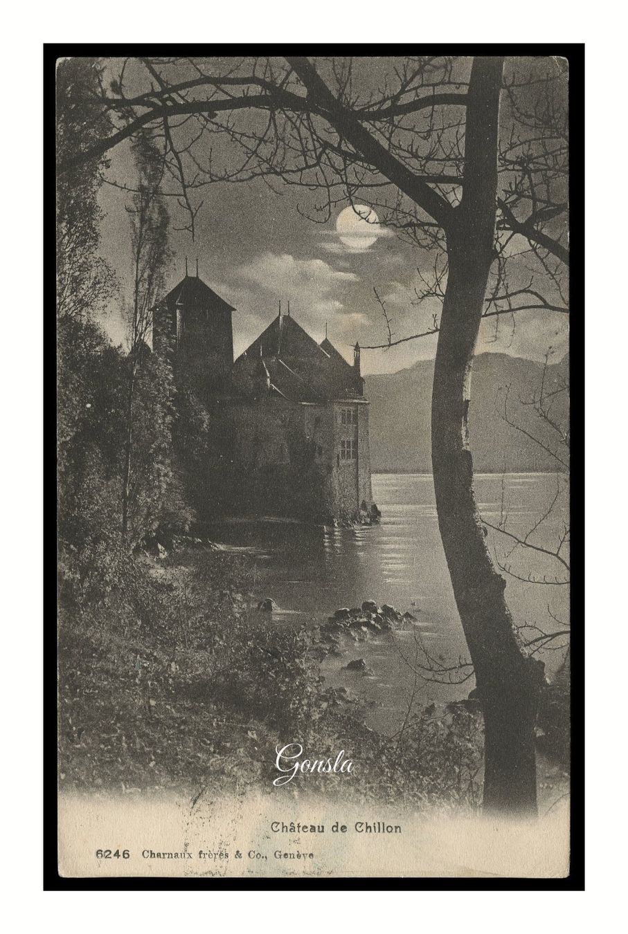 Ansichtskarten: CHÂTEAU DE CHILLION - 1909 "Au Crépuscule" Cachet – Gebraucht aus Onex von gonsla01