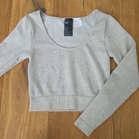 H&M Langarmshirt sportshirt beige gerippt Grösse S neu