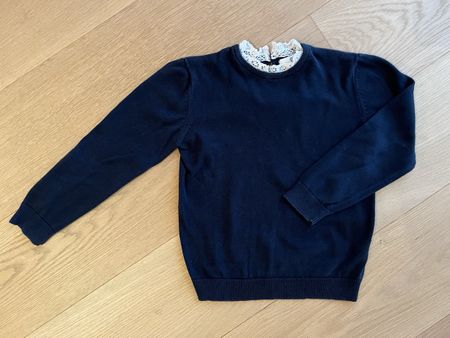 Girl's Navy Lace Collar Jumper - Size 6A