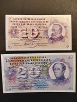 Schweiz Lot 10 Fr. 1971 und 20 Fr. 1972 ungefalten