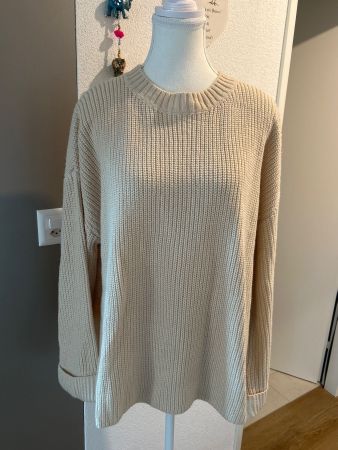 Strickpullover beige Rundhals  Gr. S