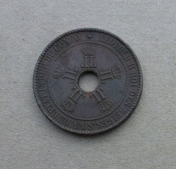 Alle Münzen: Belgisch-Congo ++ 10 Centimes 1889 – Gebraucht aus Walkringen von Casablanca777