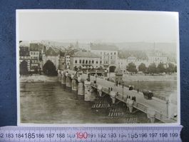 BASEL ALTE RHEINBRÜCKE UM 1884 GEGEN KLEIN-BS AK REPRO